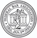 Federal Bar Association seal featuring Lady Justice, organized January 5th, 1920.