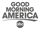 Good Morning America show logo in stacked grey typography with the small ABC network circle below.