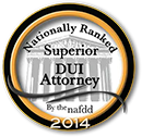 Nationally Ranked Superior DUI Attorney 2014 award badge by the NAFDD.